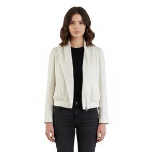 Alexander McQueen Draped Collar Bomber Jacket Size 38 (2-4) Cream Lightweight